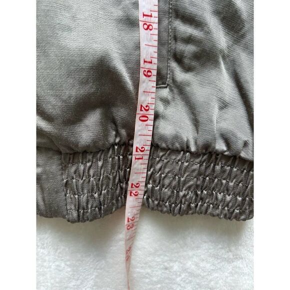 Zara Basic Satin Effect Bomber Jacket Size XS Khaki Green EUC - Picture 10 of 10